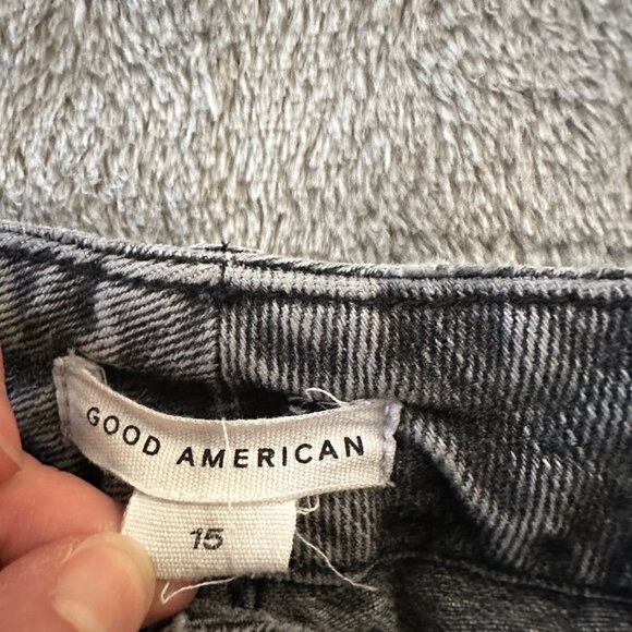 Good American Good 90's Icon Wide Leg Jeans Black Women's 15 Straight - Picture 3 of 8